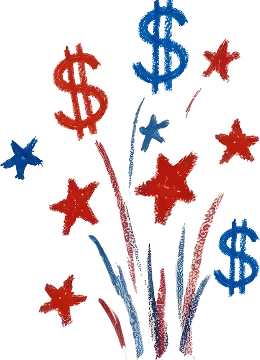 Celebratory fireworks for July 4th launch